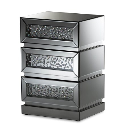 Baxton Studio Sabrina Hollywood Regency Glamour Style Mirrored 3-Drawer Nightstand 136-7478